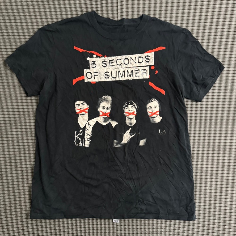 5 Seconds of Summer 2015 Rock Out With Your Socks Out Tour T-Shirt Black XL